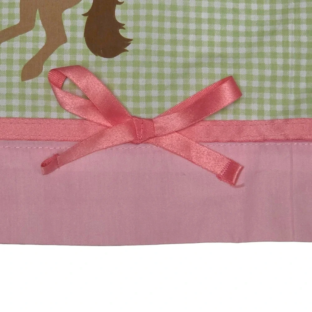 Circo Pretty Horses Window Valance 54x15 Pink Green Gingham Girls Room Decor